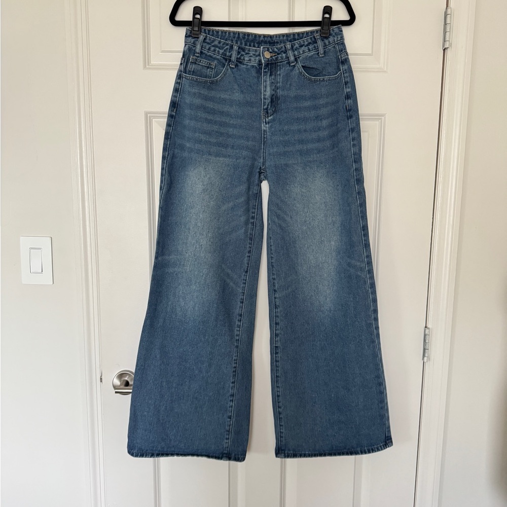 Classic Blue Wide-Leg Women Jeans